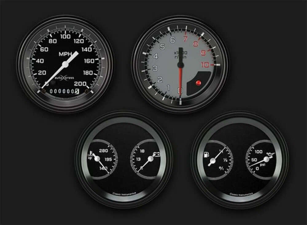AutoCross Gray Four Gauge Set AX05GBLF